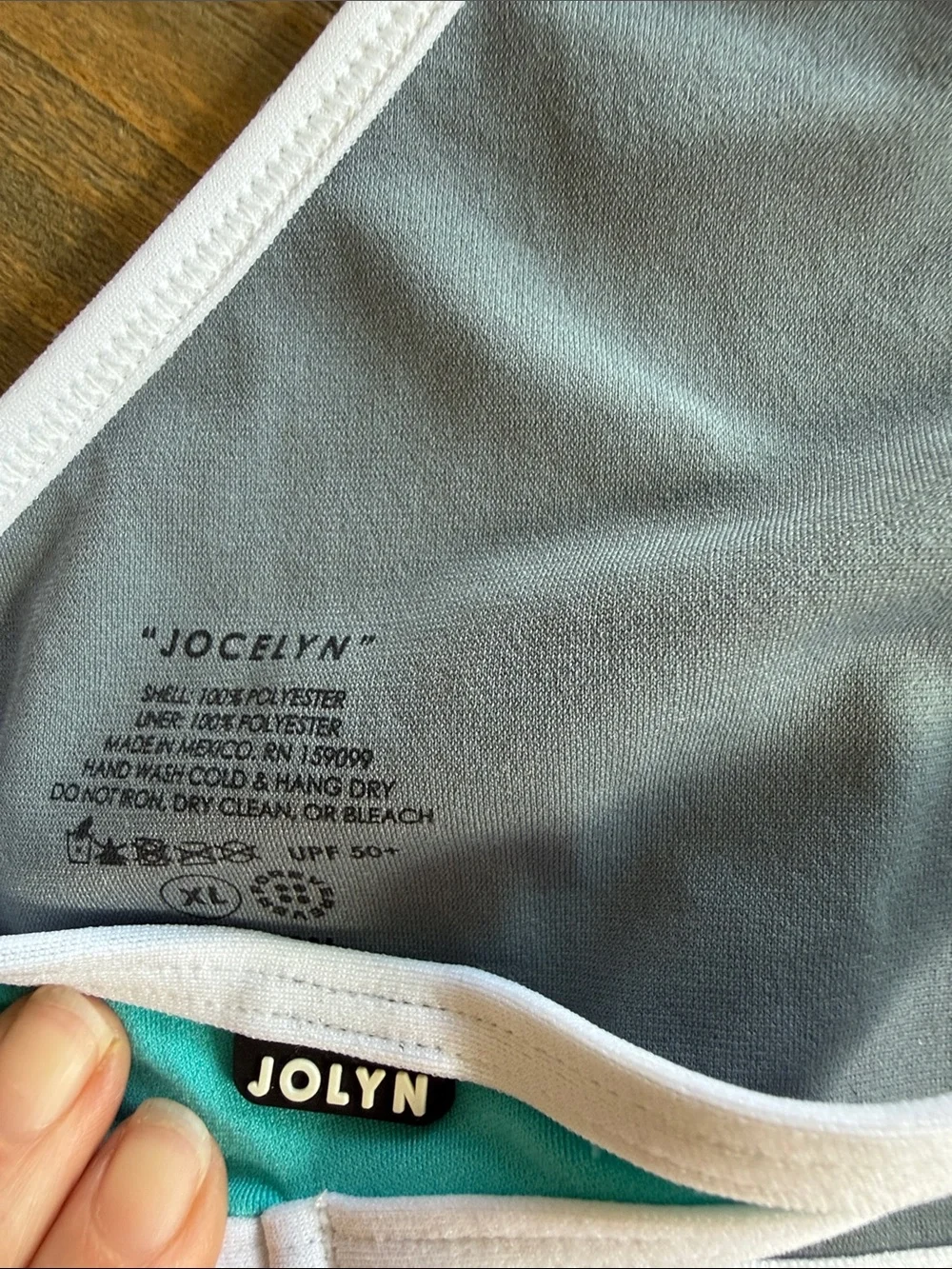 Jolyn Clothing Teal and White Bikini Top JOCELYN